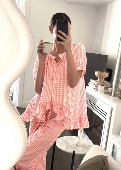 Gingham two piece lounge set