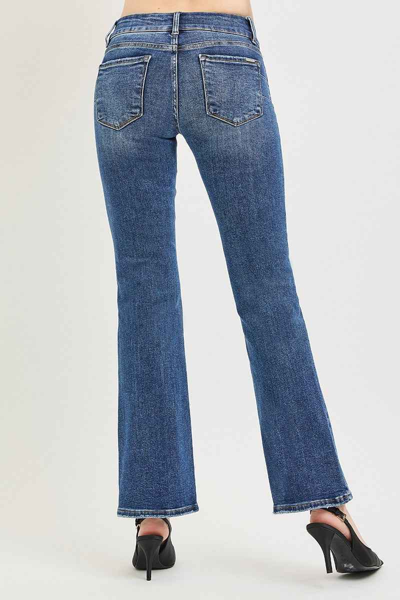 RISEN Low Rise Bootcut Jeans Tummy Control Medium Wash