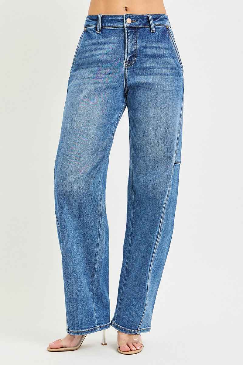 RISEN Medium Wash Slouchy Baggy Jeans Casual Denim