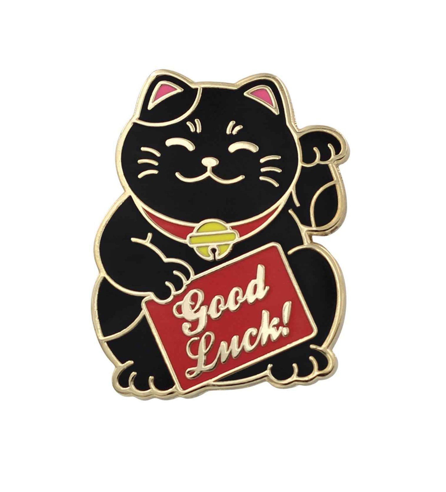 Kawaii Cute Lucky Cat Pin - Good Luck Waving Cat Enamel Pin Lapel Pins