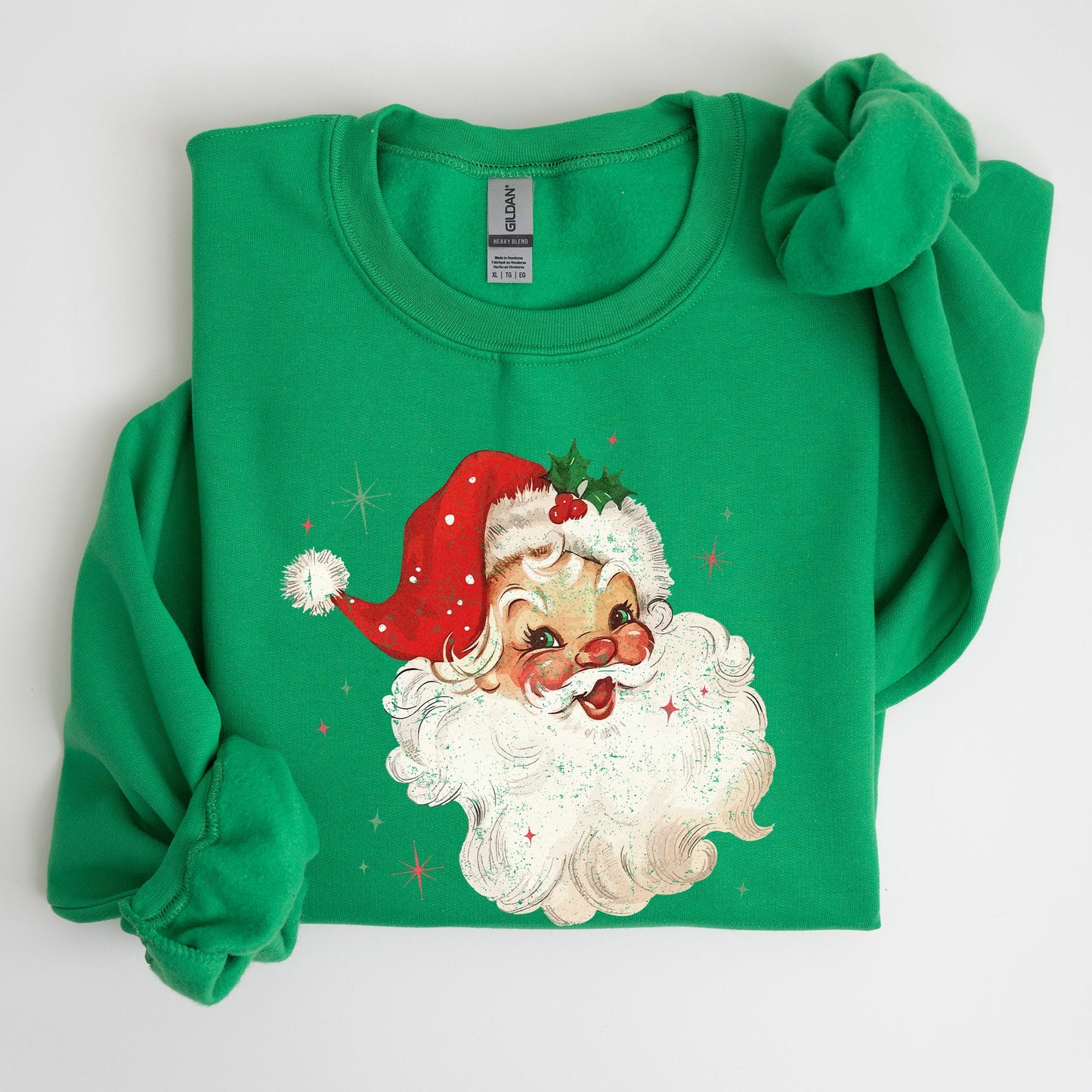 Red Retro Santa Claus, Christmas Vintage Classic, Snow, Xmas Sweatshirt
