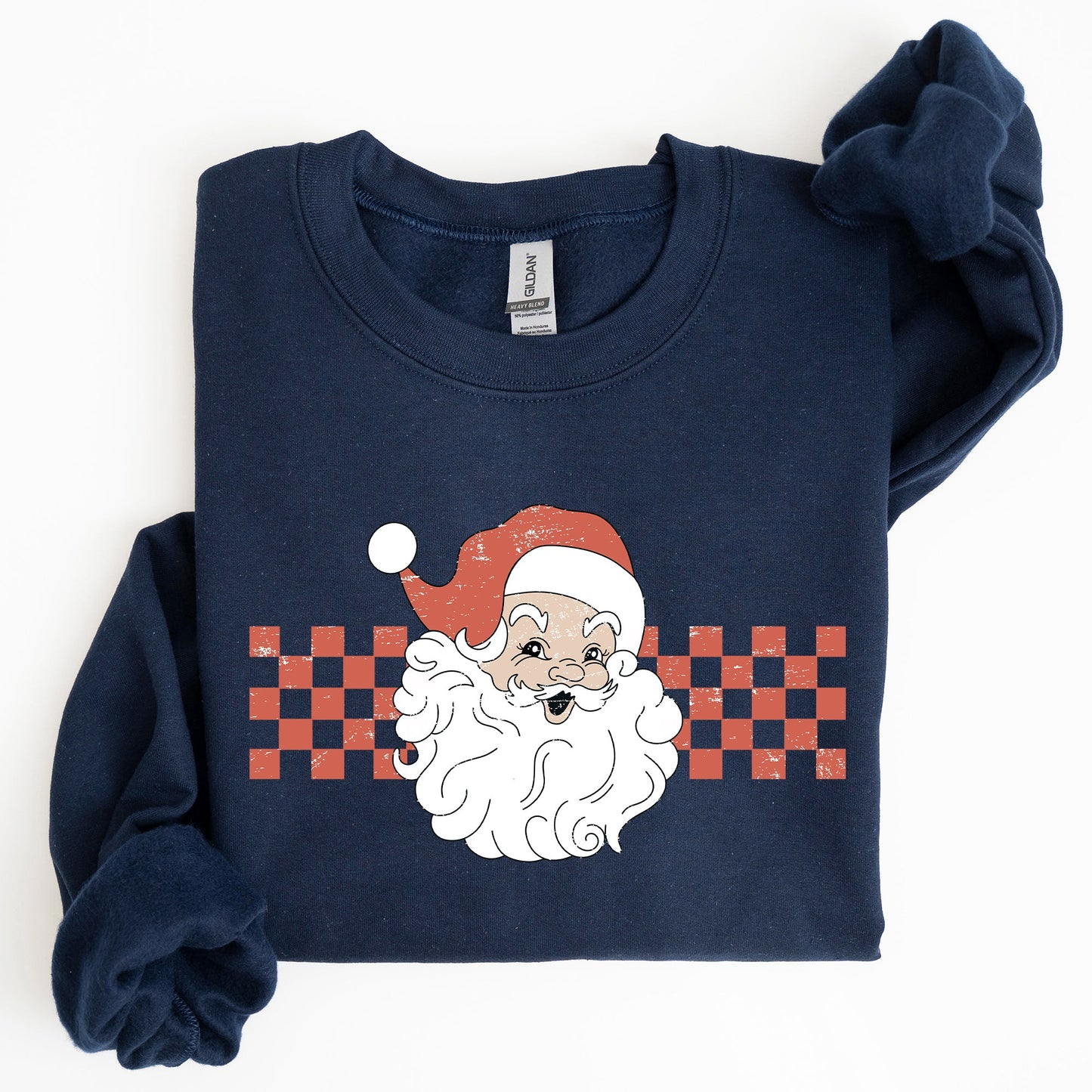 Retro Santa Checkered, Red, Christmas, Winter, Snow, Xmas Sweatshirt