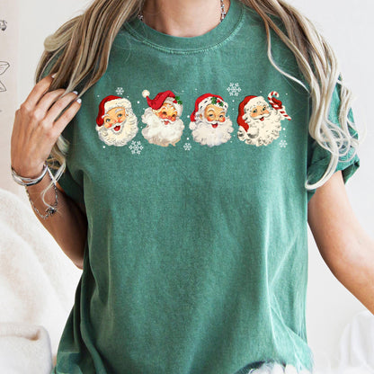 Retro Santas With Snowflakes, Christmas, Comfort Colors Tshirt