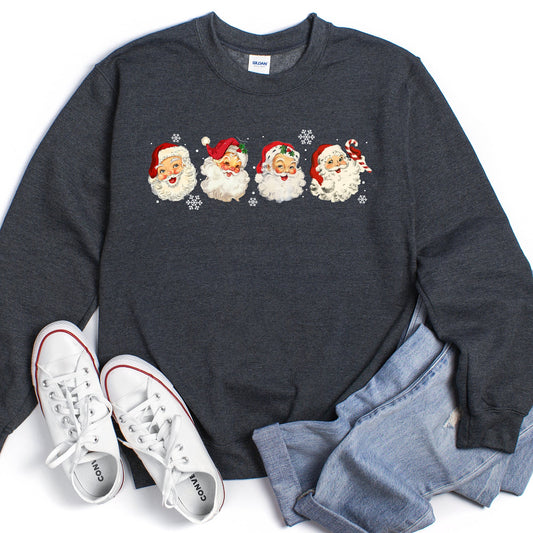 Retro Santas With Snowflakes, Christmas Sweatshirt