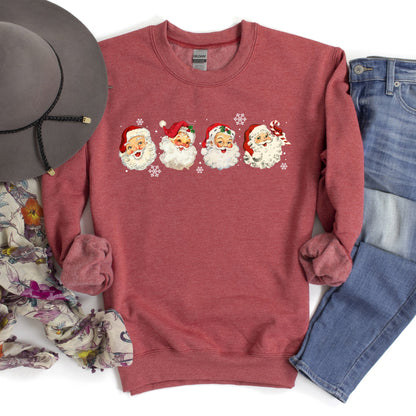 Retro Santas With Snowflakes, Christmas Sweatshirt