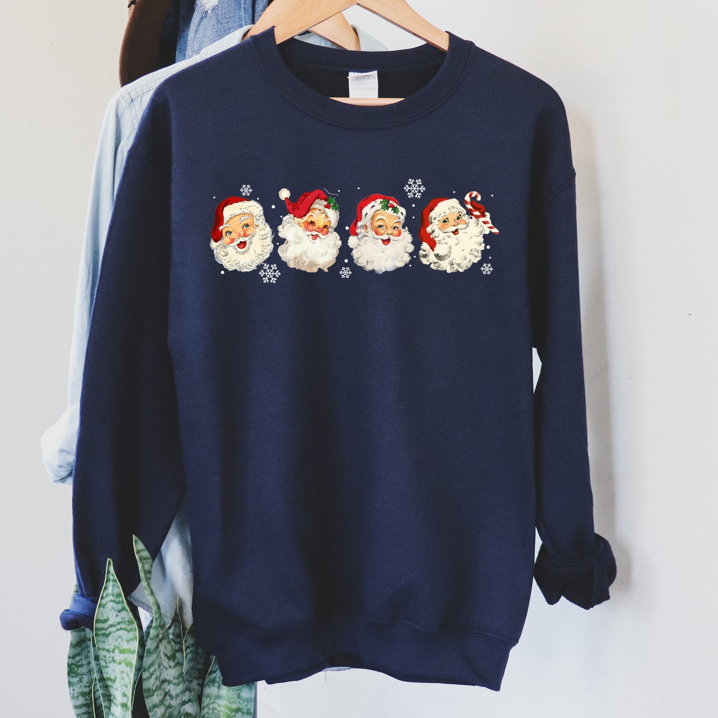 Retro Santas With Snowflakes, Christmas Sweatshirt