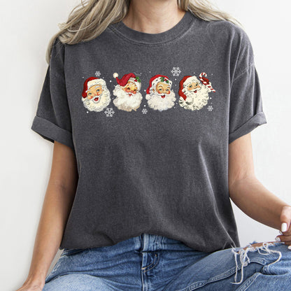 Retro Santas With Snowflakes, Christmas, Comfort Colors Tshirt
