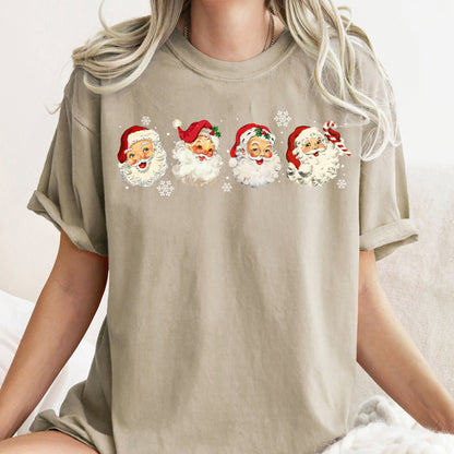 Retro Santas With Snowflakes, Christmas, Comfort Colors Tshirt