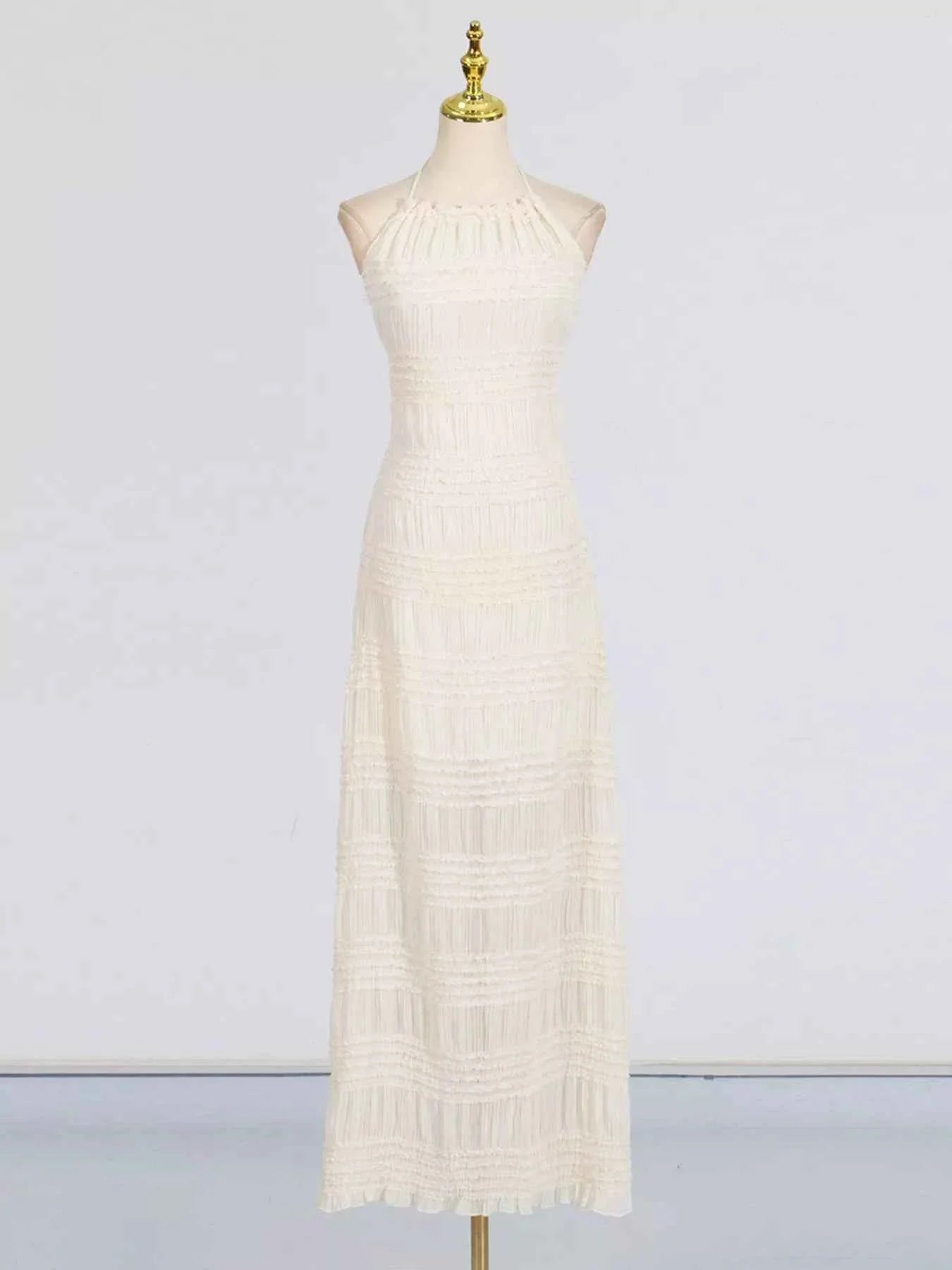 Ruched Halter Neck Maxi Dress