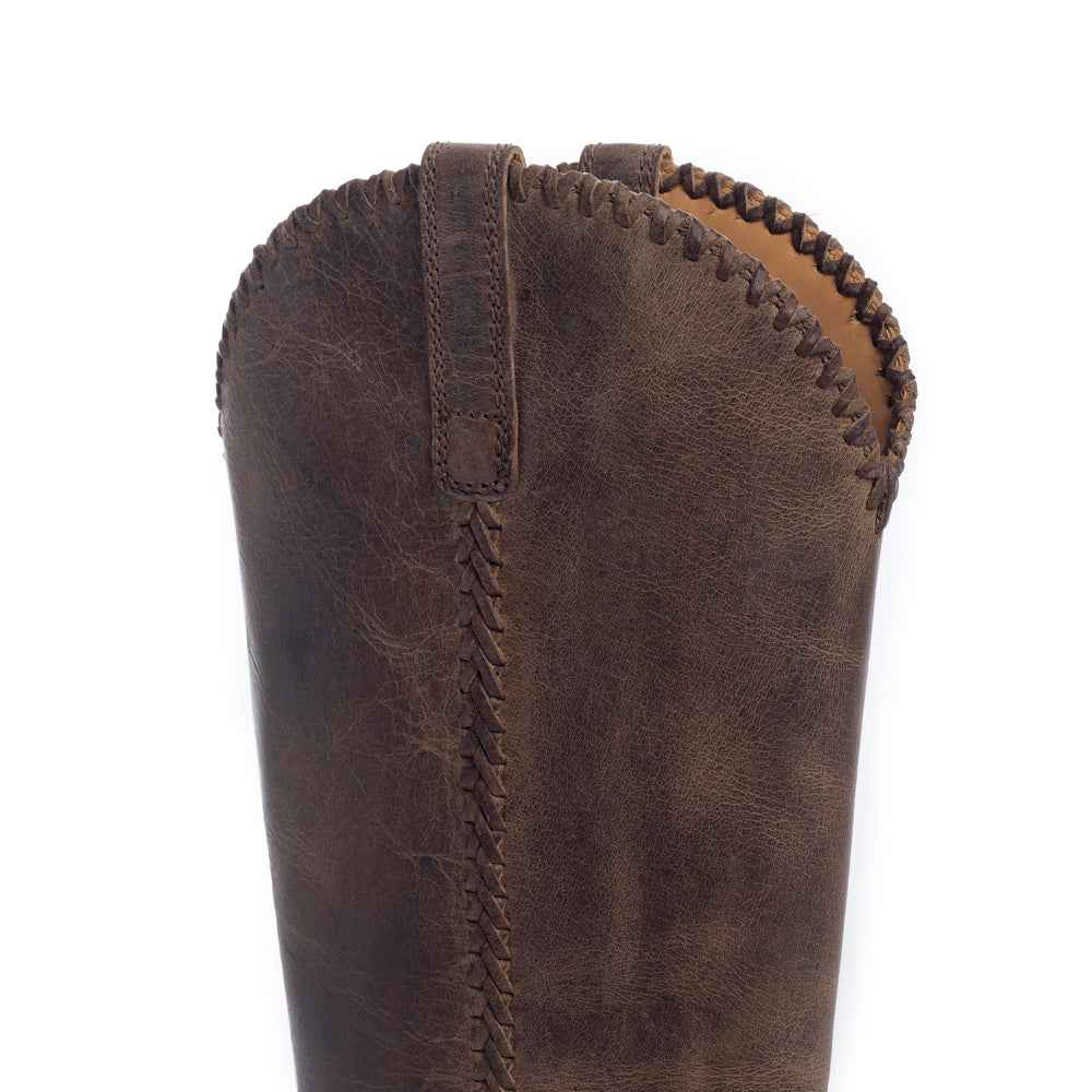 Myra High Plains Stitched Leather Boots for Women – Pointed Toe, Low Heel Cowgirl Boots with Western Tall Design