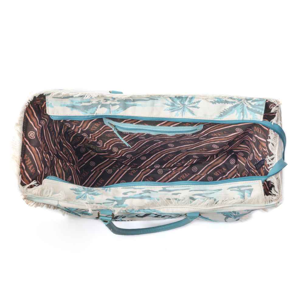 Saint Tropez Weekender Bag In White & Sky Blue