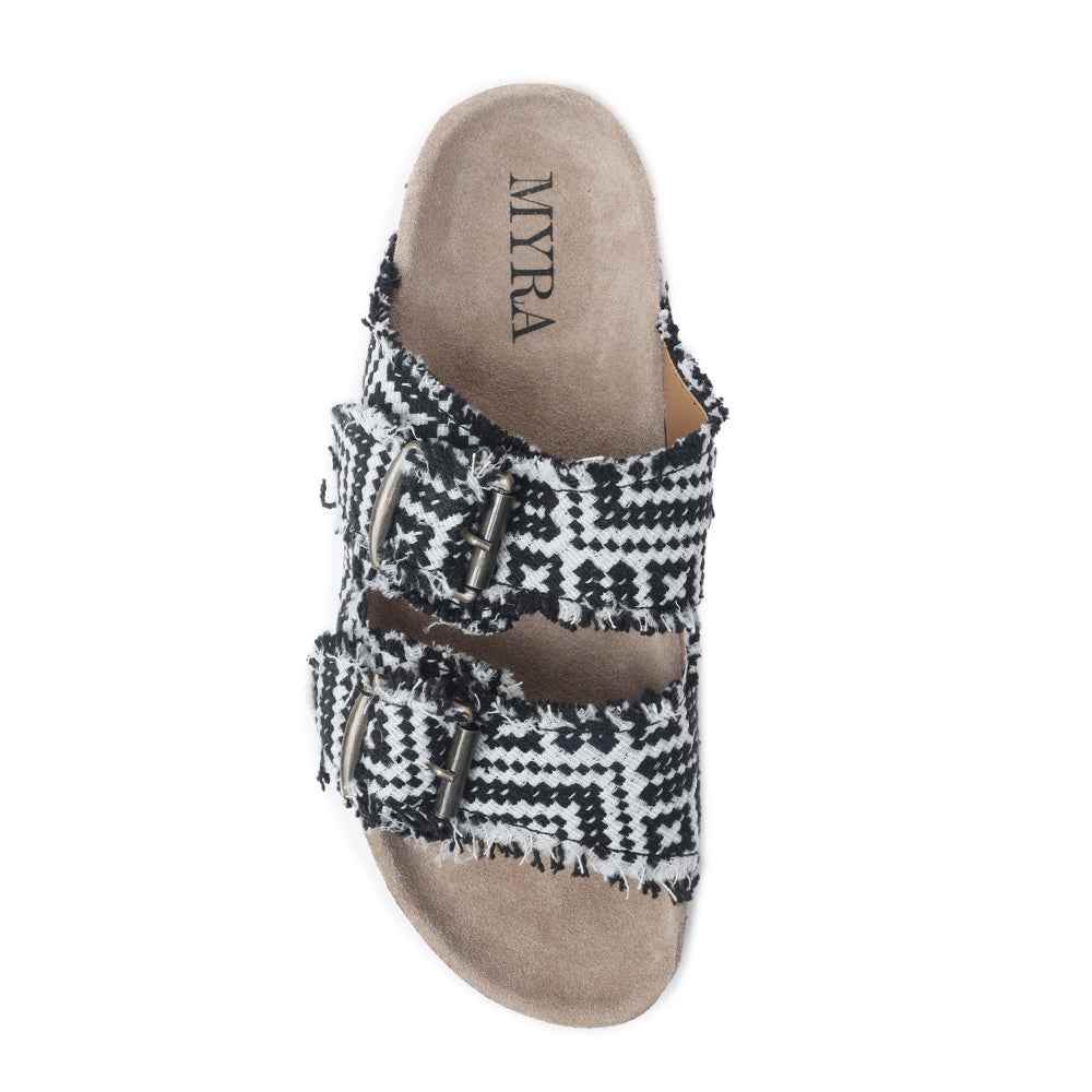 Ridge Denim Sandals in Black & White