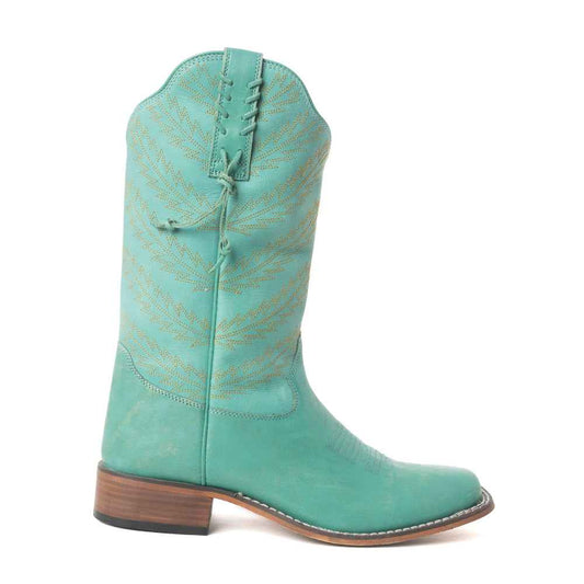Bluebonnet Embroidered Western Leather Boots in Teal