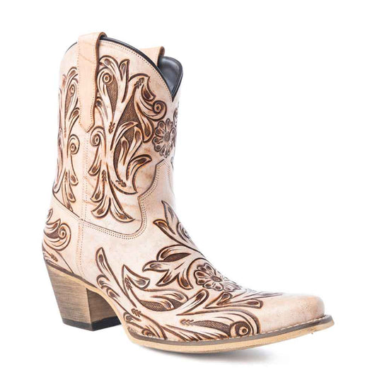 Copper Rose Western Booties in Cream