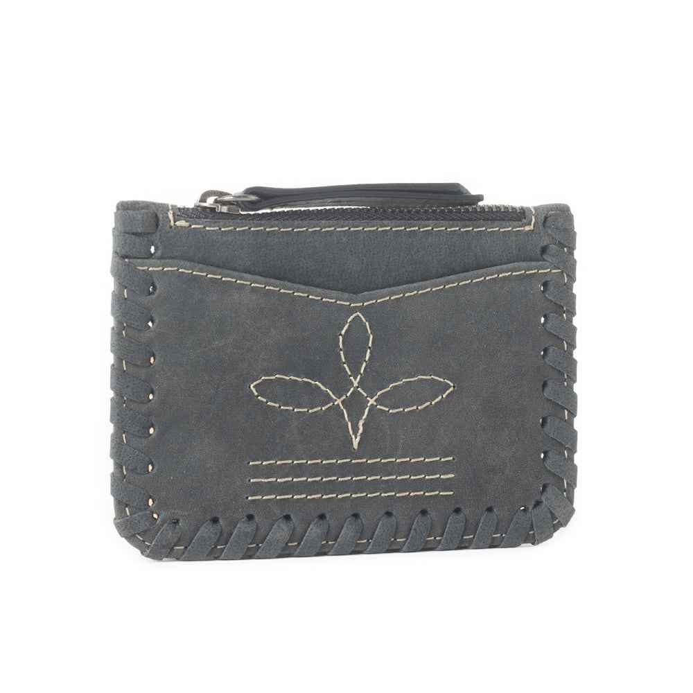 Outlander Edge Western Embroided Credit Card Holder in Ash Grey