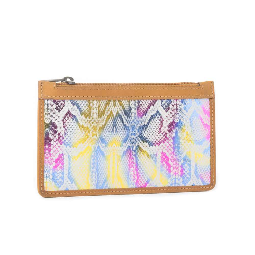 Sahara Bloom Leather Credit Card Holder in Sunset Pastels