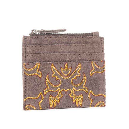 Cactus Sky Western Embroidered Credit Card Holder in Brown