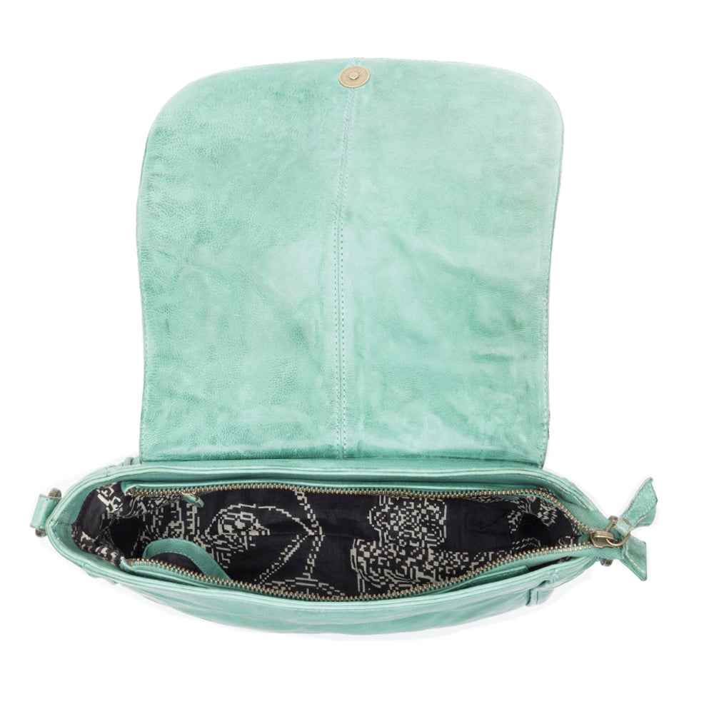 Western Scout Leather Crossbody Bag in Turquoise