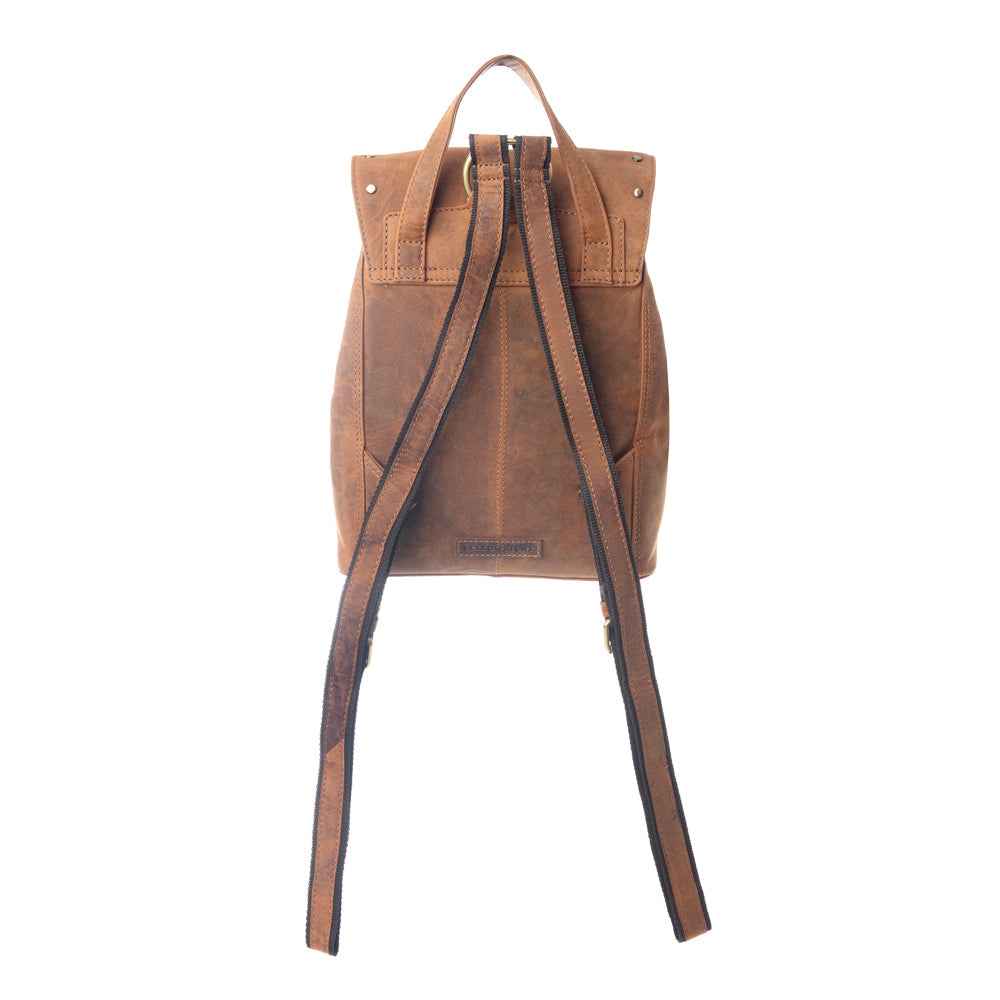 Yellowstone Longhorn Amber Studded Leather Backpack