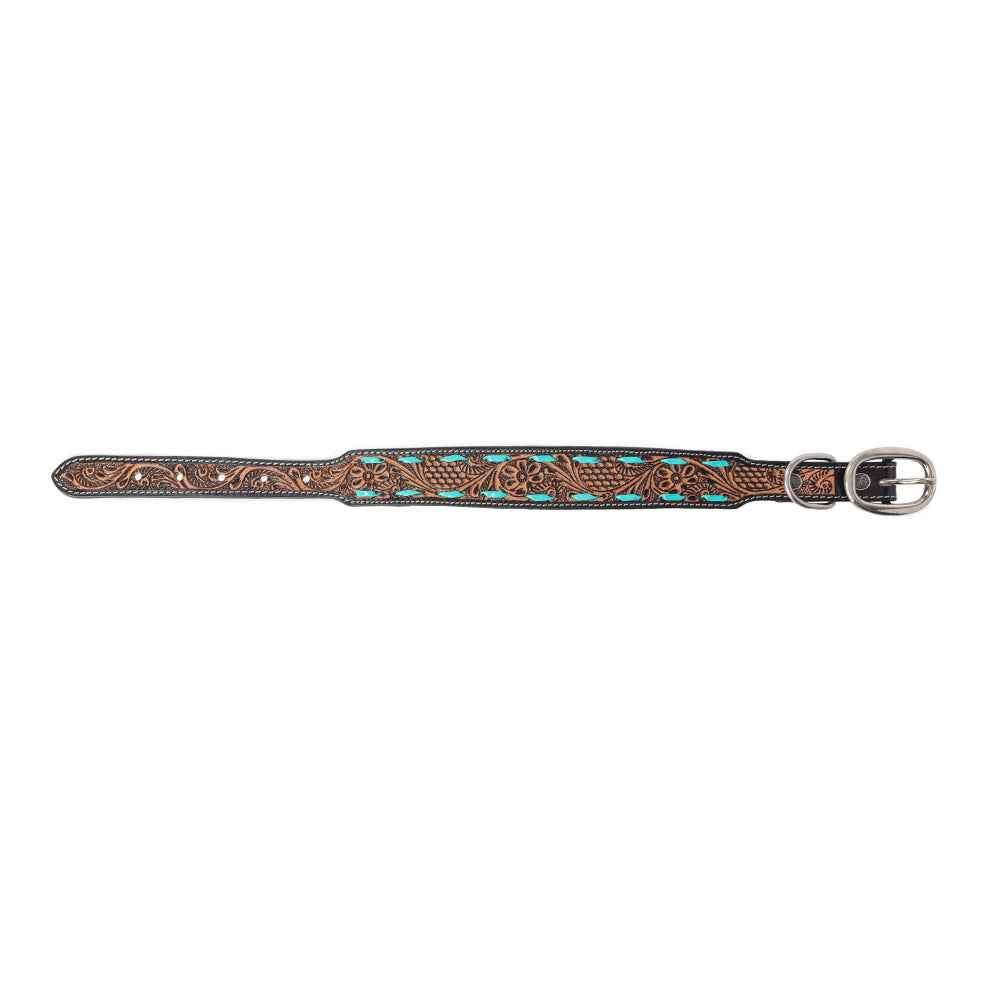 Turquoise Trail Cowboy Dog Collar in Black