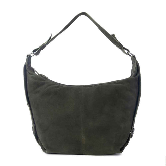 Myra Hunter’s Grove Suede Leather Shoulder Bag in Ranch Olive