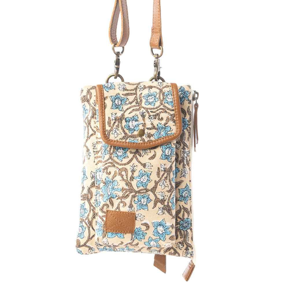 Myra Skyvine Ridge Crossbody Bag with Phone Compartment in Blue Bloom
