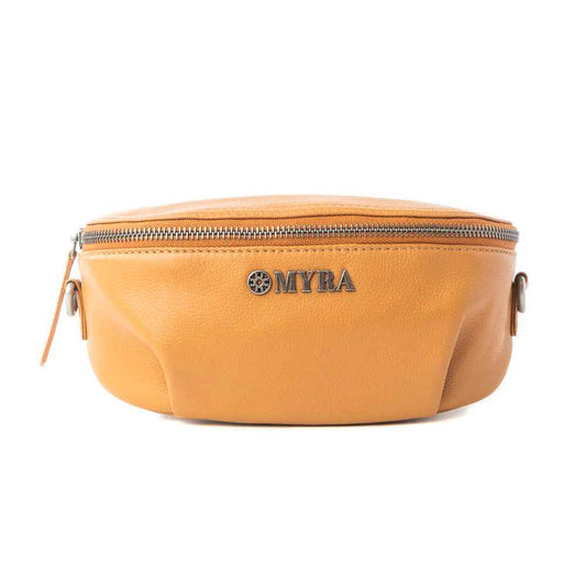 Myra Compass Mesa Leather Fanny Pack in Honey Cloud