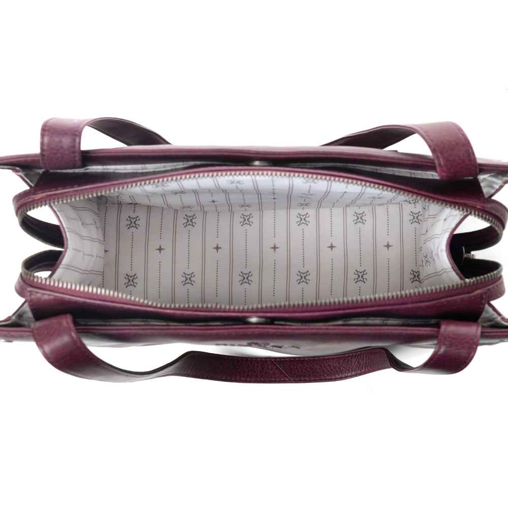 Myra Zidana Aria Amethyst Veg Tanned Leather Tote Bag in Royale Mauve