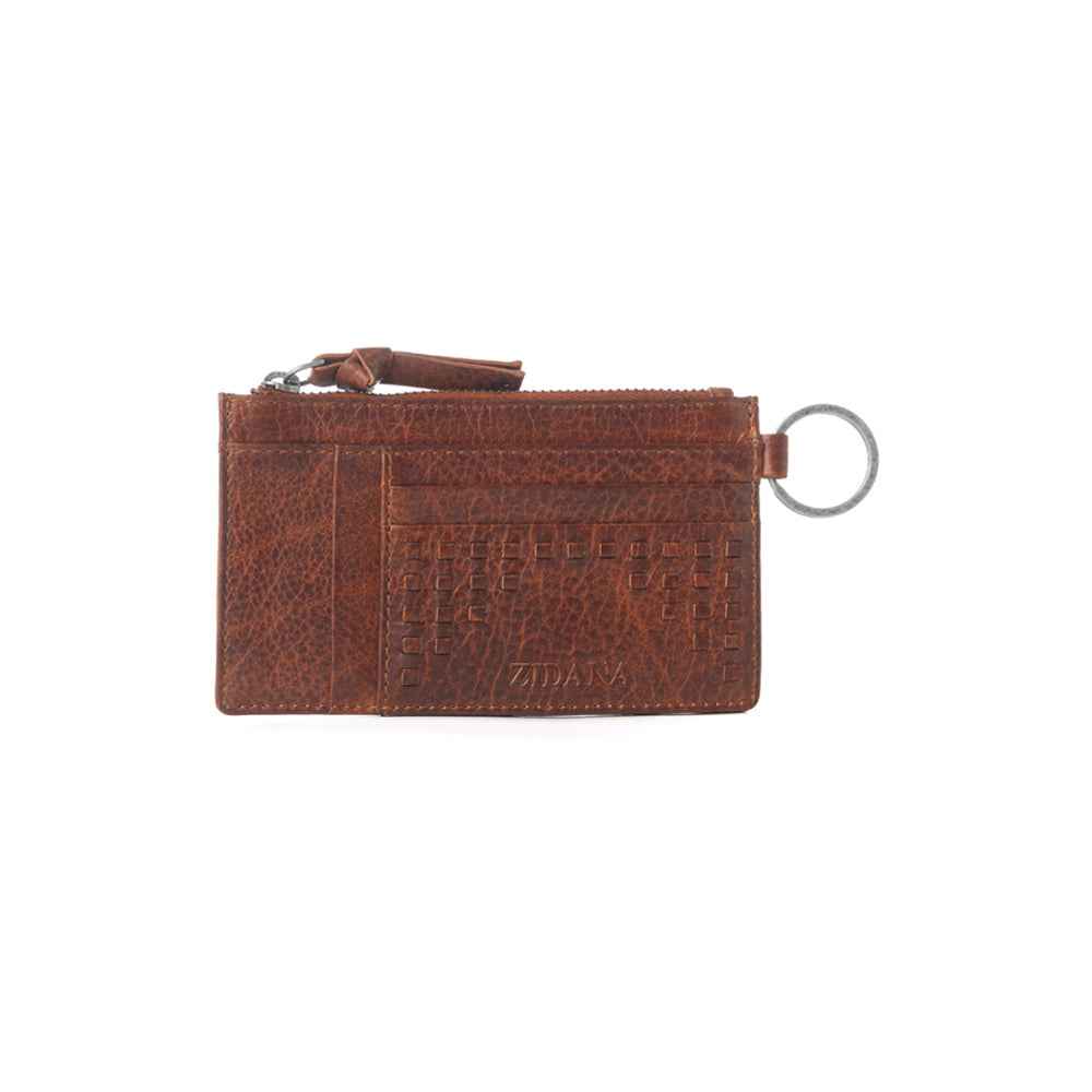 Myra Zidana Vino Braided Veg Tanned Leather Wallet in Chestnut Shine