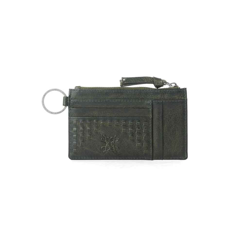 Myra Zidana Vino Braided Veg Tanned Leather Wallet in Moss Noir