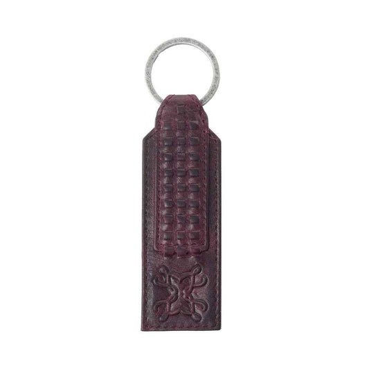 Myra Zidana Ardan Artistry Veg Tanned Leather Keyfob in Raven Maroon