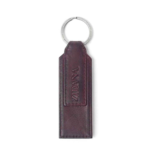 Myra Zidana Highland Studded Veg Tanned Leather Keyfob in Maroon Smoke