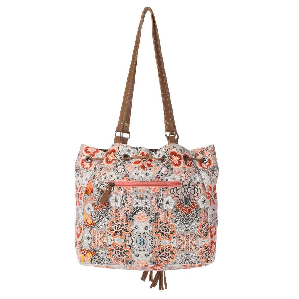 Myra Southern Bloom Cotton & Leather Bucket Bag in Clay Blossom