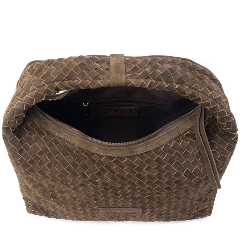 Myra Saddle Weave Genuine Suede Leather Bag in Bridle Bronze