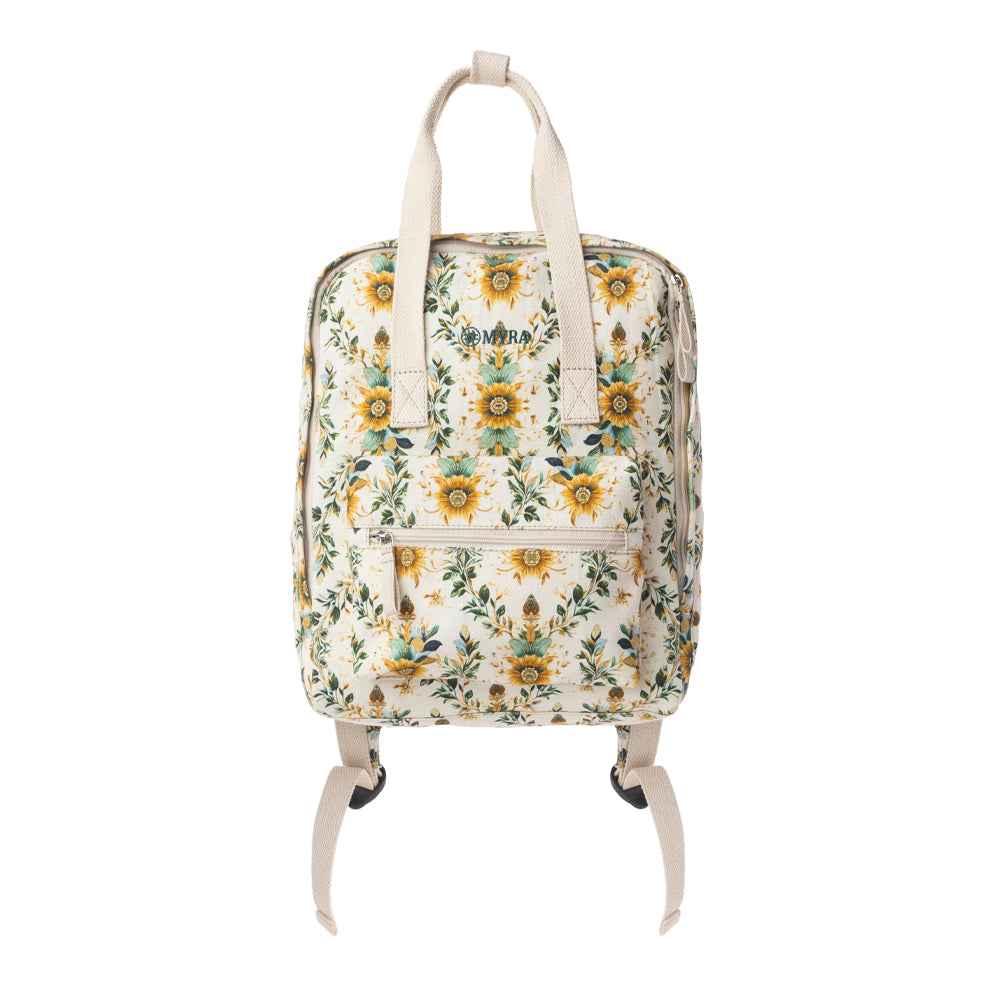 Myra Pine Meadow Cotton & Leather Crossbody Bag in Mustard Cream