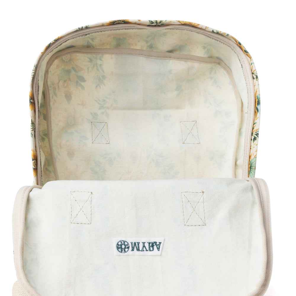 Myra Pine Meadow Cotton & Leather Crossbody Bag in Mustard Cream