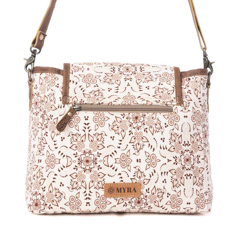 Myra Oakline Cotton & Leather Shoulder Bag in Mocha Beige
