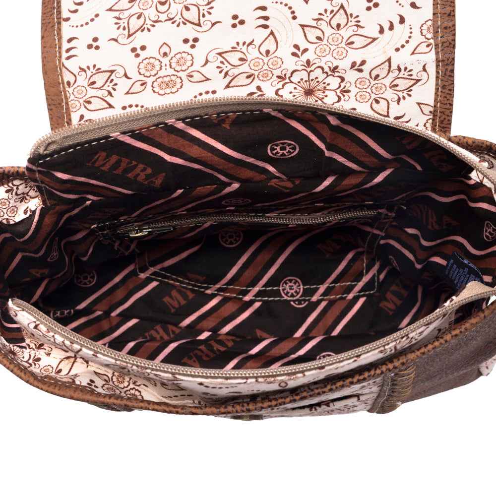 Myra Oakline Cotton & Leather Shoulder Bag in Mocha Beige