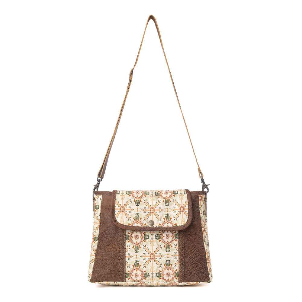 Myra Oakline Cotton & Leather Shoulder Bag in Oat Brown