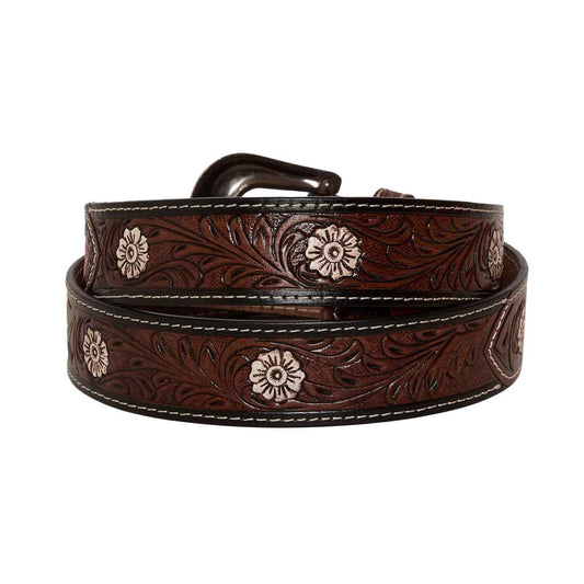 Pink feather Hand-Tooled Leather Women's Belt