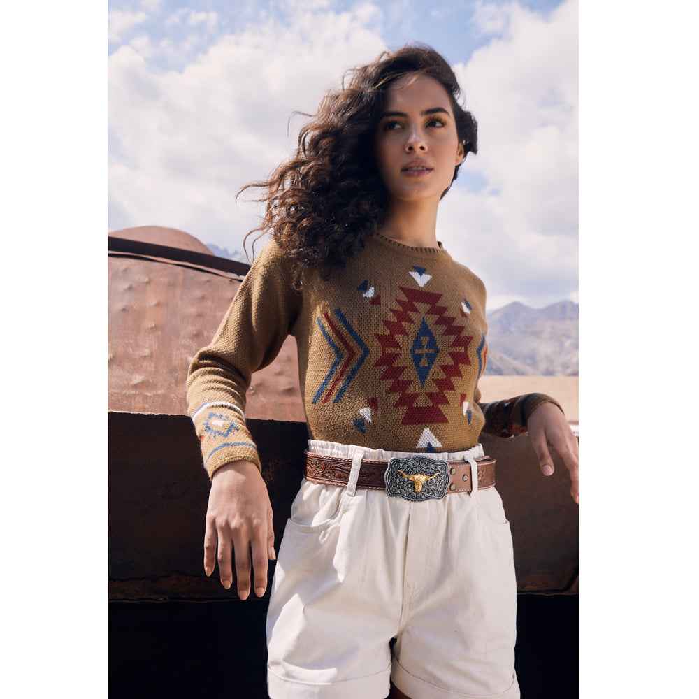 Frenzy Hand-Tooled Leather Women's Belt