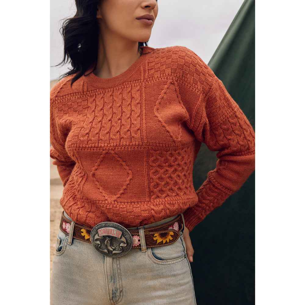 Bouquet Hand-Tooled Leather Women's Belt