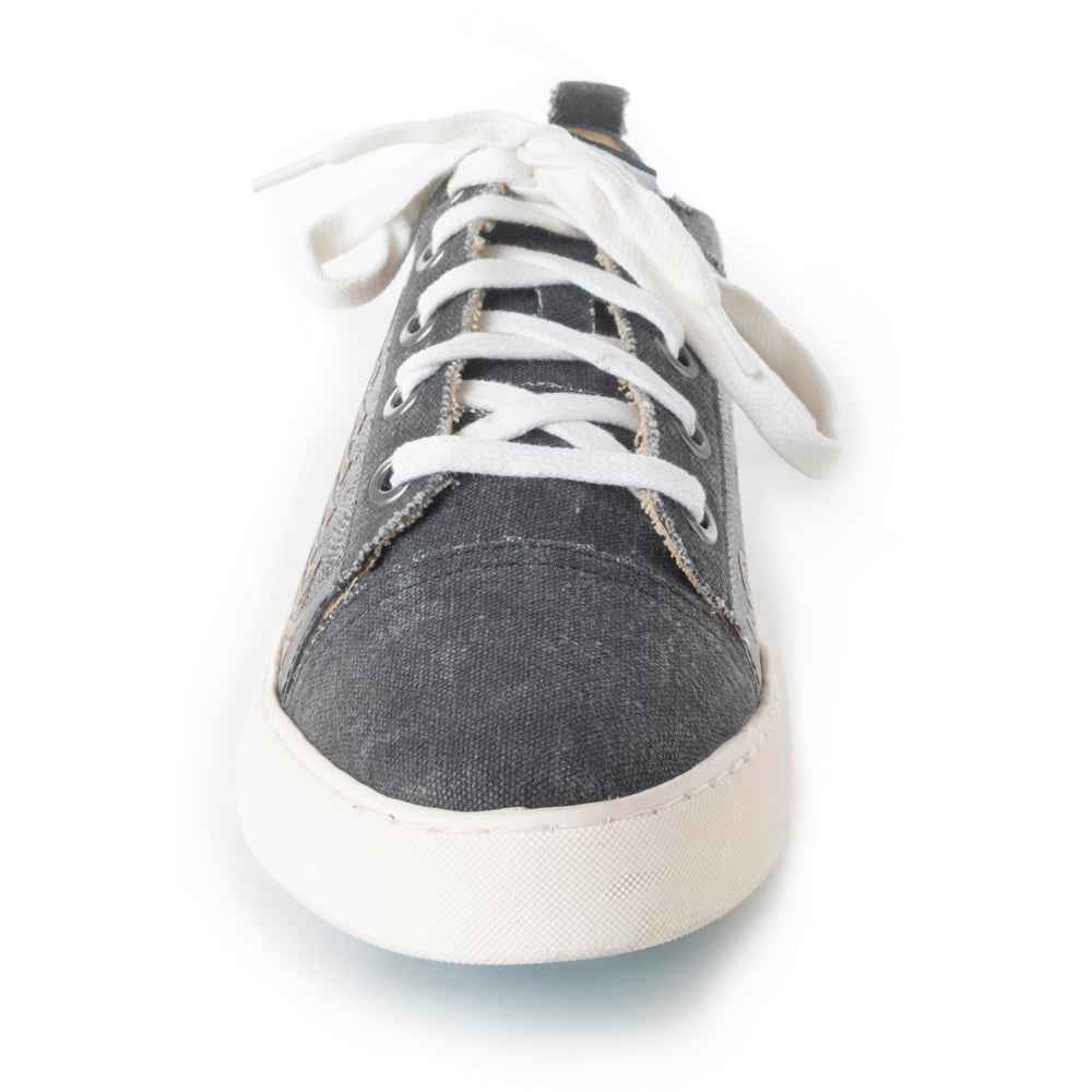 Myra Limited Edition Leather Sneakers for Women - Hand-Tooled Western Lace-Up Shoes with Textured Finish for Everyday Style