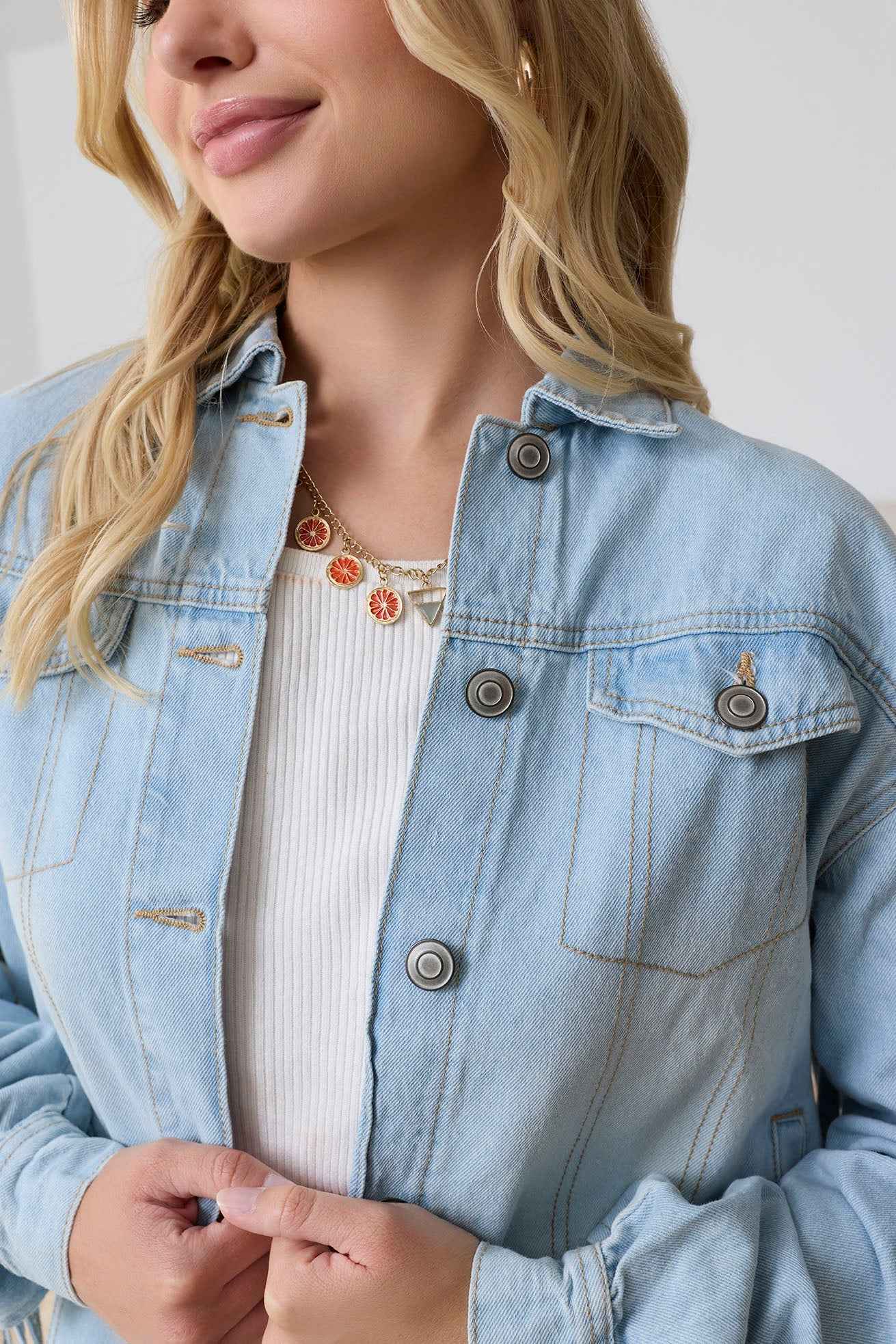 Cassie Fringed Light Wash Denim Jacket