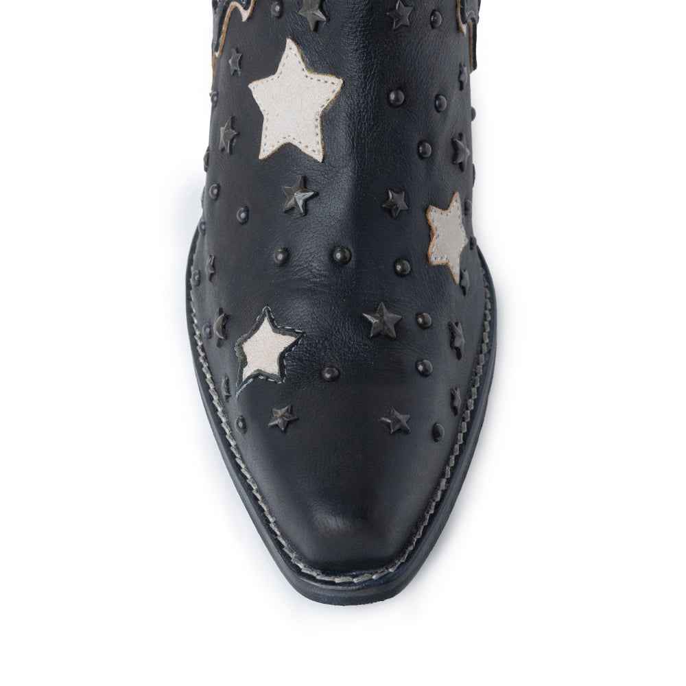 Myra Lone Star Sky Leather Rodeo Boots - Spilt-Top Handstitched Western Boots with Stud Detail for Rodeo Elegance
