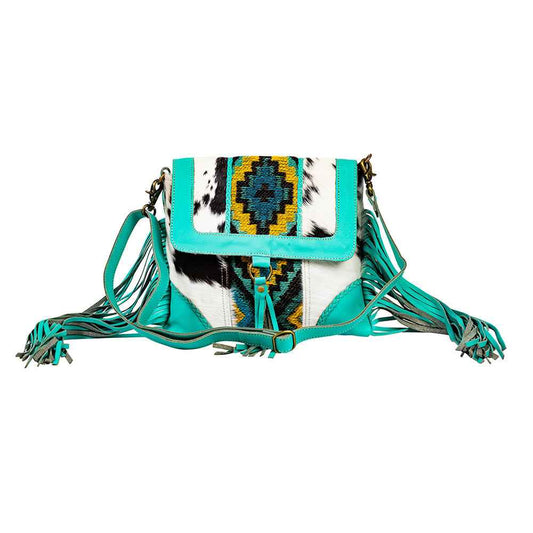 Tonga Ridge Canvas & Hairon Bag In Turquoise