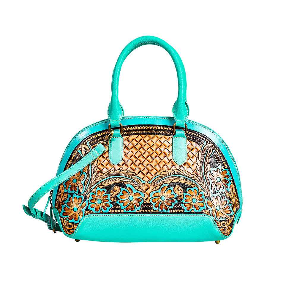 Emmylou Pass Hand-tooled Handbag in Turquoise