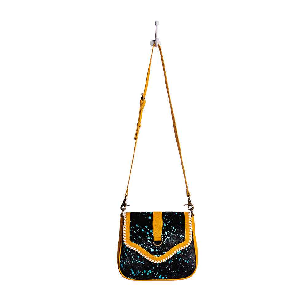 Skyviews Leather & Hairon Bag in Yellow