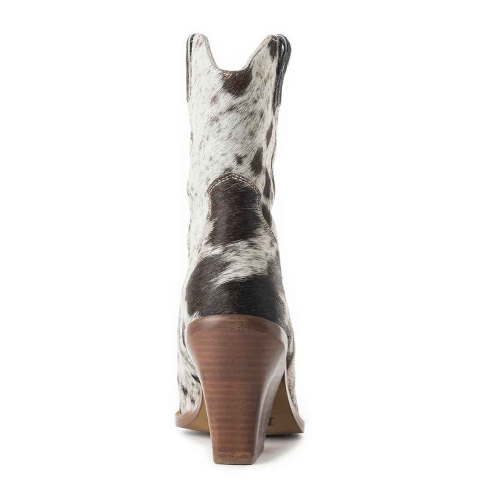 Myra Flossie Hairon Boots for Women - Mid Top Heels with Handtooled Details for Western Carnival Flair