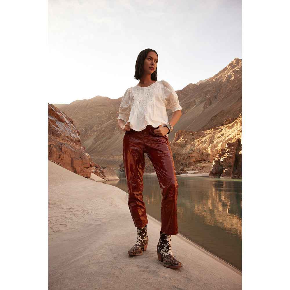 Myra Margie Leather Boots for Women - Hairon Ankle Boots with Handtooled Leather Details for Carnival Sundowns
